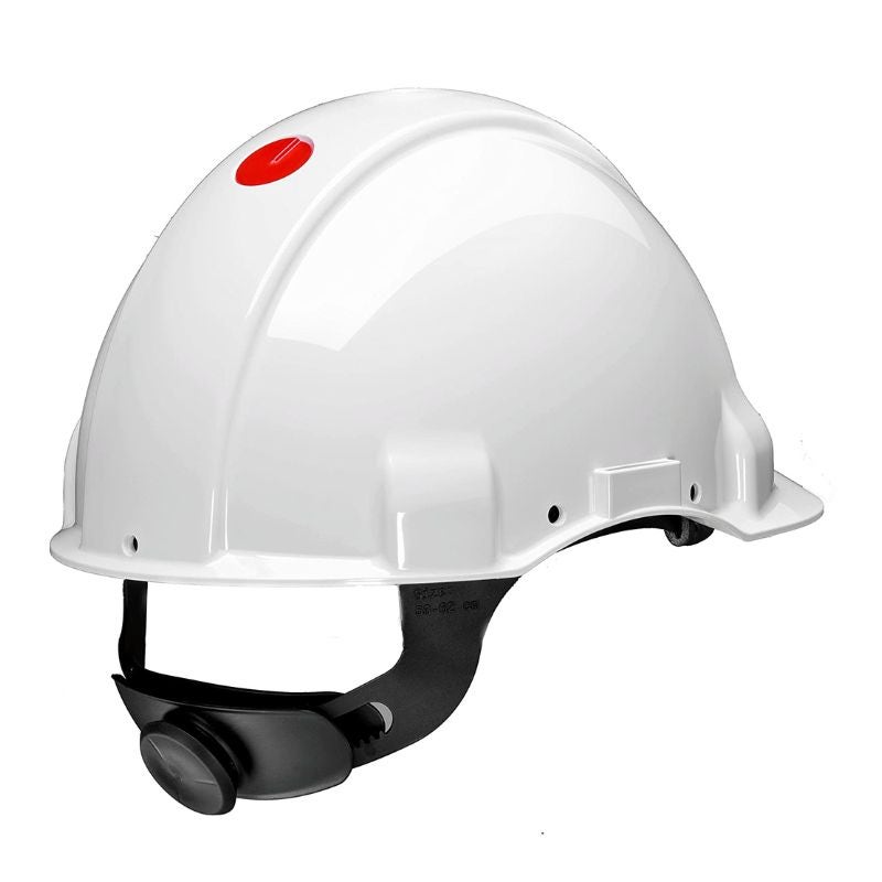 3M PELTOR G3000 Safety Helmet with Uvicator Sensor, Uvicator, Ratchet suspension, Dielectric 440v, White, G3001NUV-VI