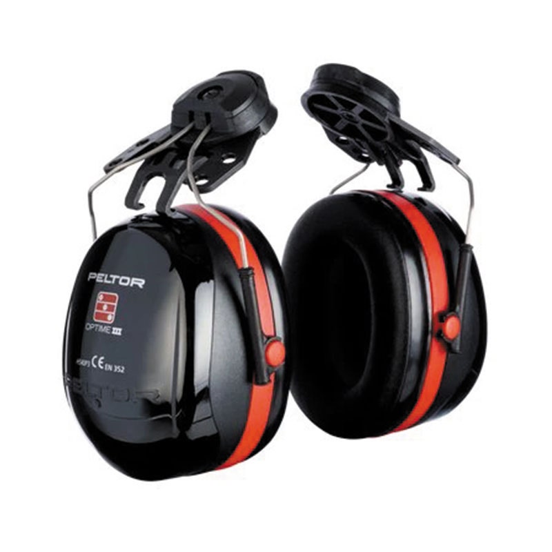 3M PELTOR Optime III Ear Defenders, 34 dB, Black/Red, Helmet Mounted attachment, H540P3H-413-SV